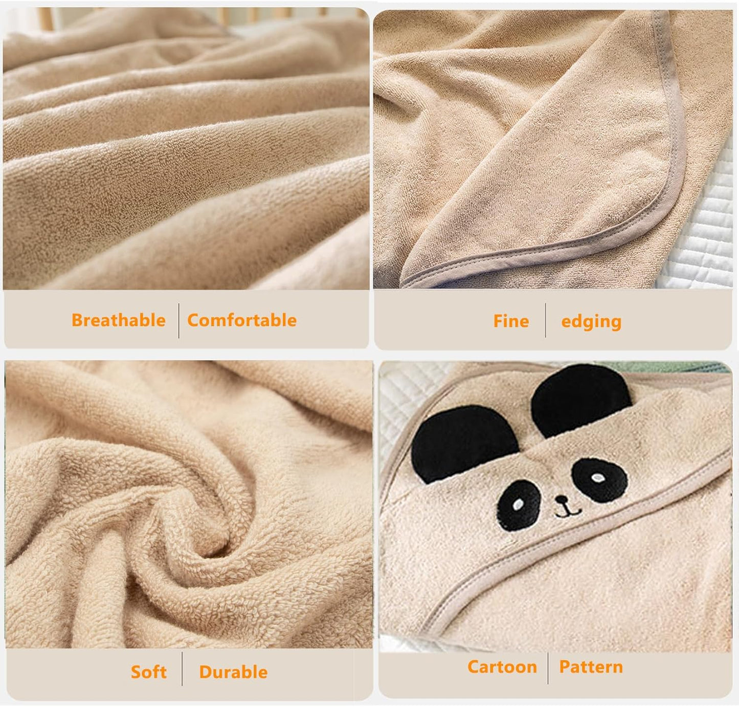 ROMASA Baby Bath Towel with Hooded Cute Design Ultra Soft Thick Cotton Bath Towel Shower Gift for Newborn,35X35 inches (Apricot)