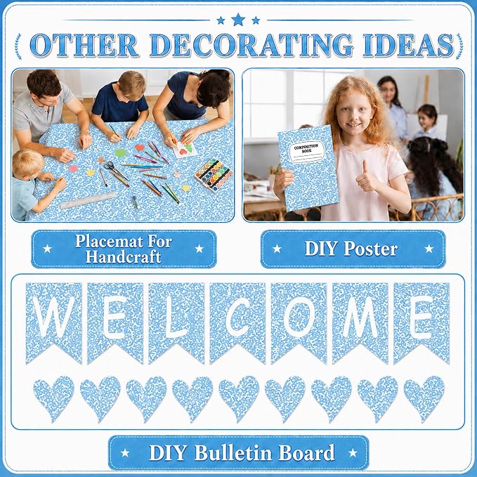 Blue Composition Bulletin Board Roll Non-Woven Fabric Poster 16in X 12ft | Back