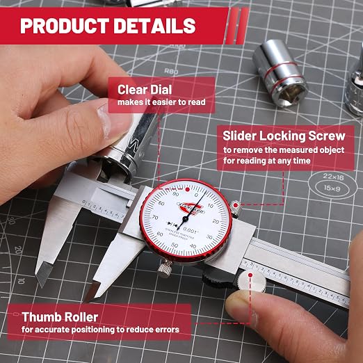 SAE Dial Caliper 0-6" Precision Measuring Tool | ±0.001" Accuracy, Mechanical