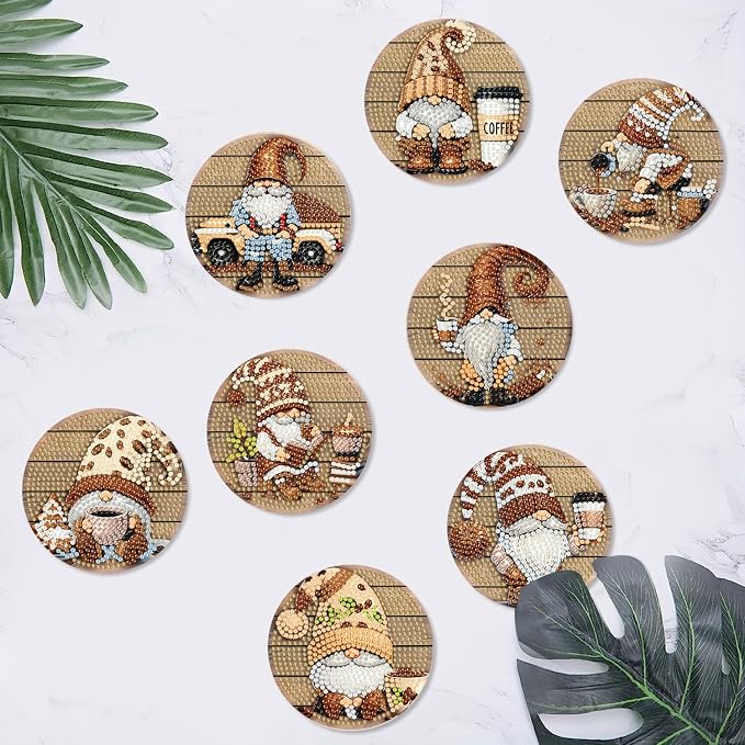 Clendo 8 Pcs 5D Diamond Art Coasters Kits