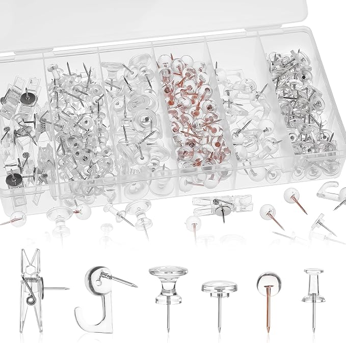 290 Pcs Push Pins Assorted, 6 Style Thumb Tacks Set