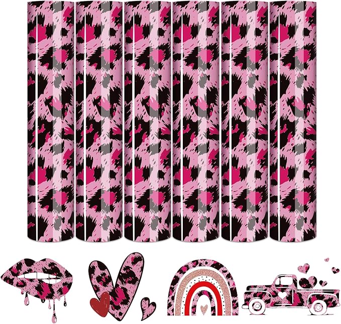 Tintnut Pink Leopard Heat Transfer Vinyl, easy cut & weed, stretch washable