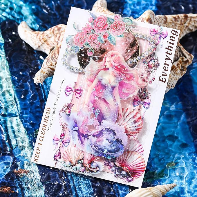 Yoksas Holographic Shiny Fantasy Mermaid Big Stickers