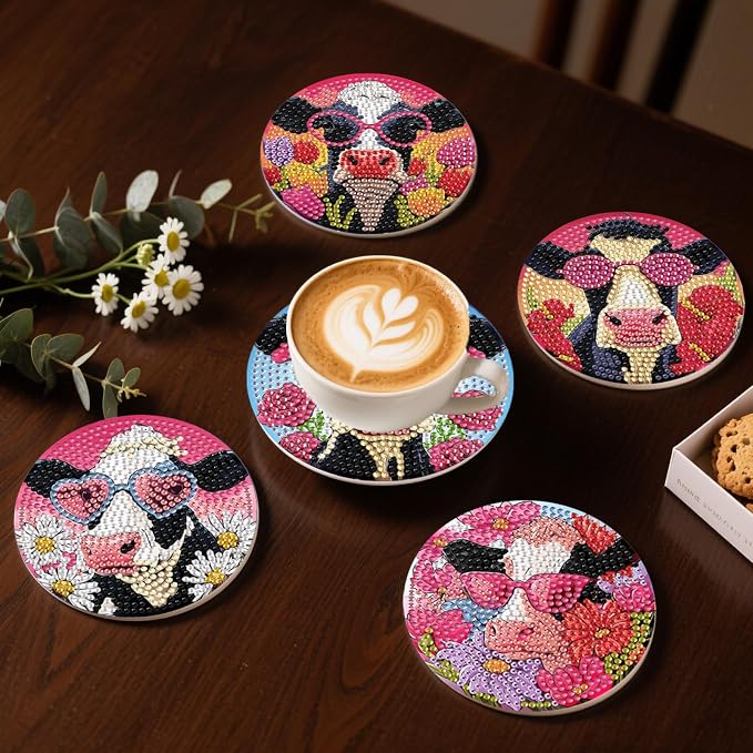 DOZEEZOP 8-Pack Diamond Art Coaster Kit