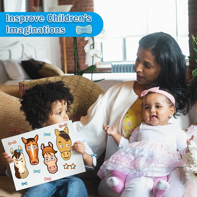 Aowplc 48 Pcs Make A Horse Sticker Sheets Mix and Match