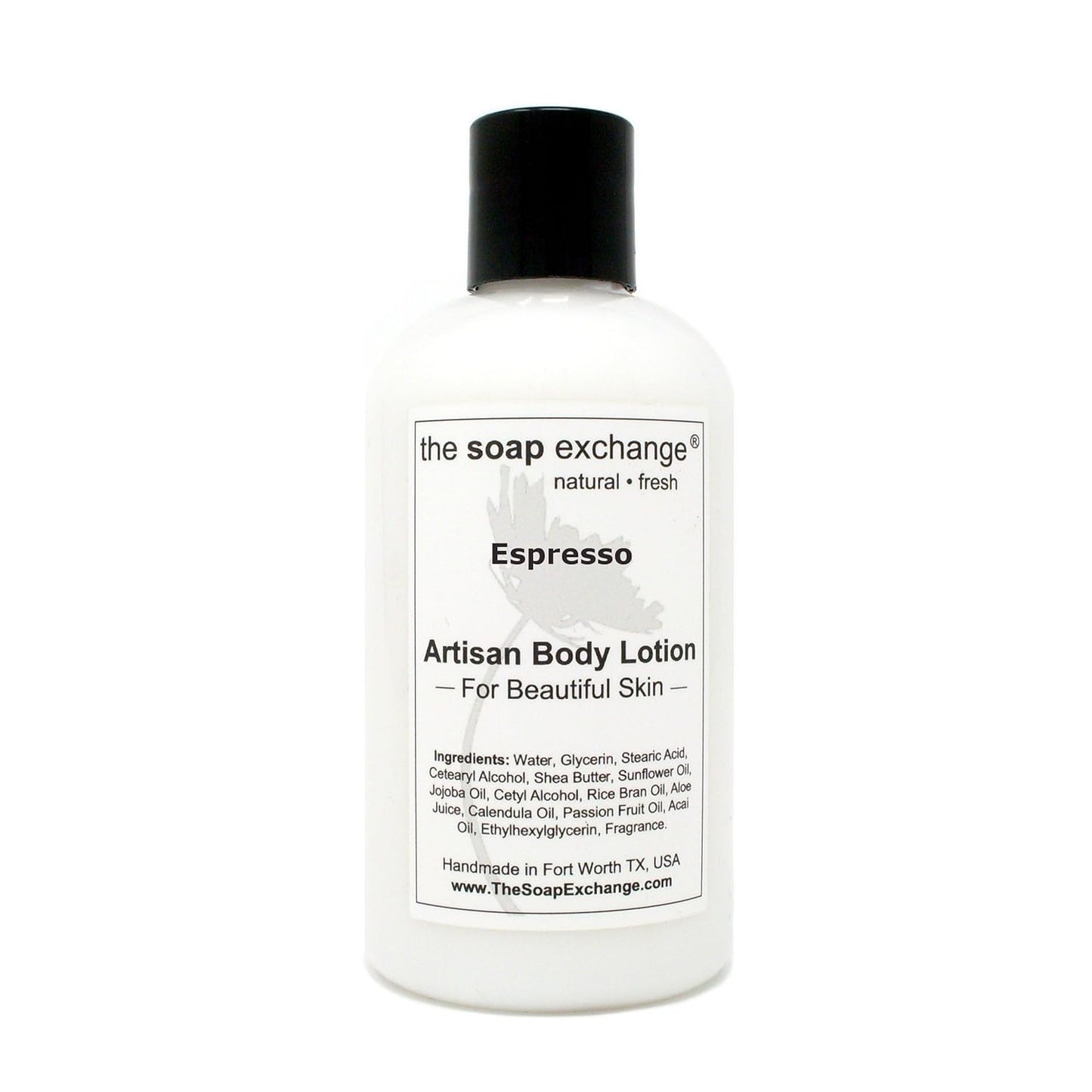 The Soap Exchange Body Lotion - Espresso Scent - Hand Crafted 8 fl oz / 240 ml Natural Artisan Skin Care for Hand, Face, & Body, Moisturize, Hydrate, & Protect. Made in the USA.