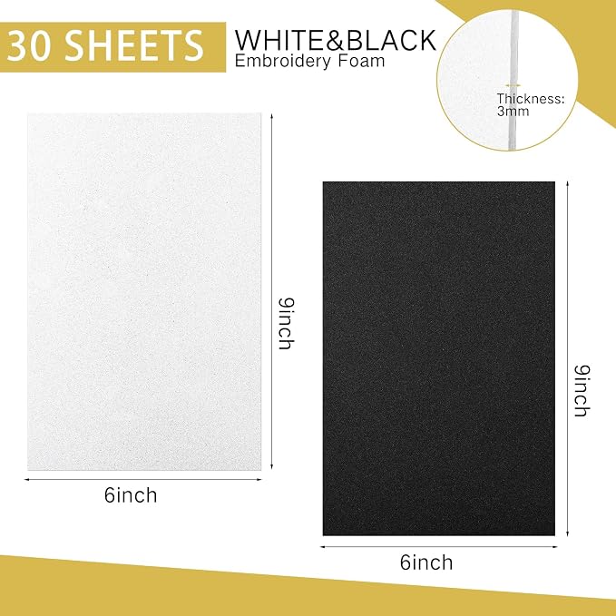 Innconee 30 Pcs Embroidery Foam 3D 3mm EVA Puffy Foam Sheets