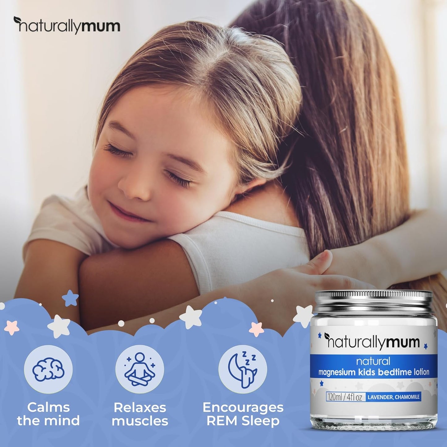 NaturallyMum NATURALLY MUM - Magnesium Lotion for Kids & Babies [NATURAL & SAFE] - Juniors Bedtime Lotion - Magnesium Sleep Cream for Kids & Babies - For Toddlers - Lavender & Chamomile