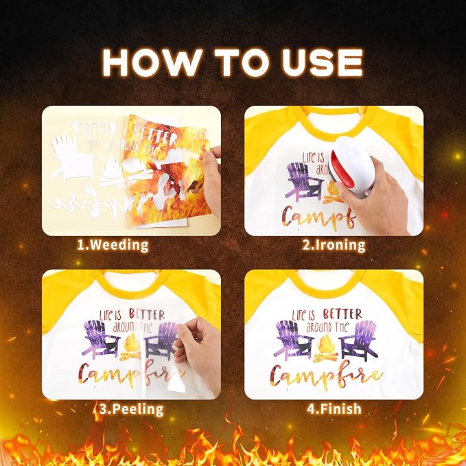 Tintnut Yellow Flame Heat Transfer Vinyl, stretch washable, suitable
