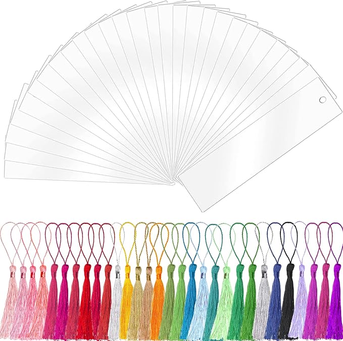 Clear Acrylic Bookmark, BetterJonny 30 Set Plastic Blank Book Page Mark