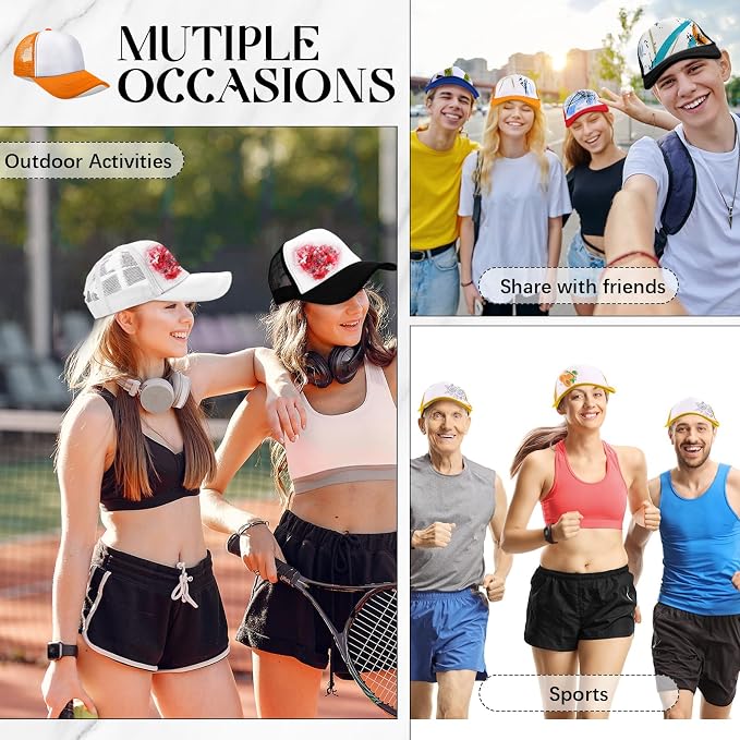 Vabean 24 Pack Sublimation Blank Cap Trucker Mesh Cap Unisex Plain Blank