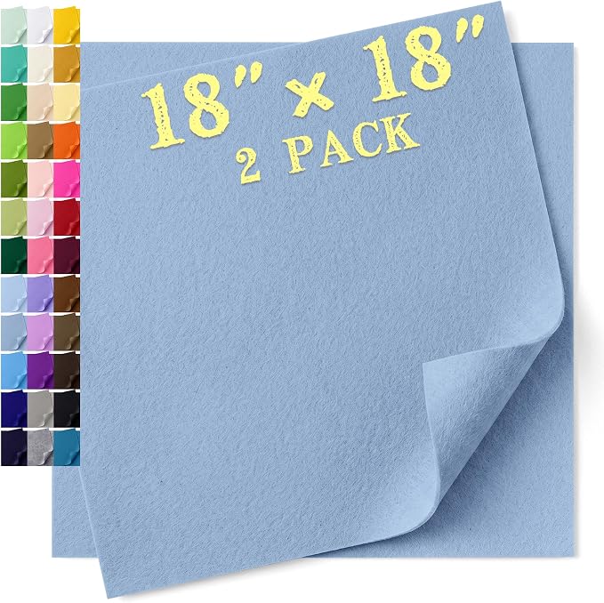 Felt Fabric Sheet 18 x 18 Inch, 1.6mm Thick | Soft and Flexible Nonwoven