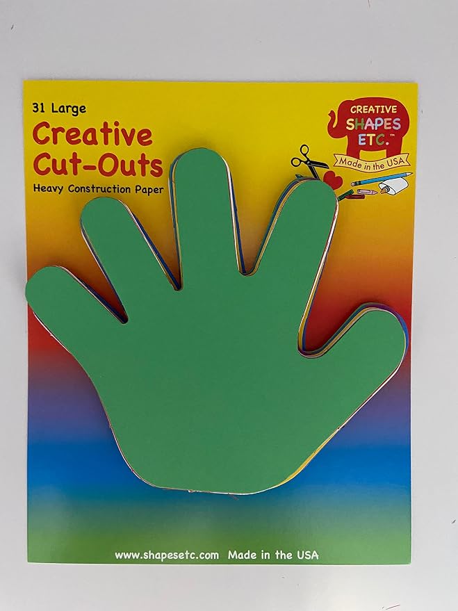 SHAPES ETC. 31 Pcs Hand Assorted Color Cut-Outs 5.5in, Construction Paper Shapes