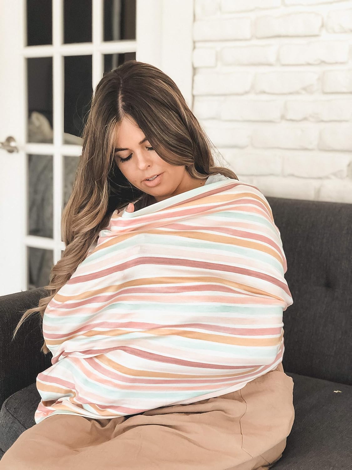 Copper Pearl Multi-Use Cover: Car Seat, Nursing, and Stroller Cover for Sun - Stretchy Fabric, All-Season Use, Stylish Designs, Easy Access for Moms - Belle