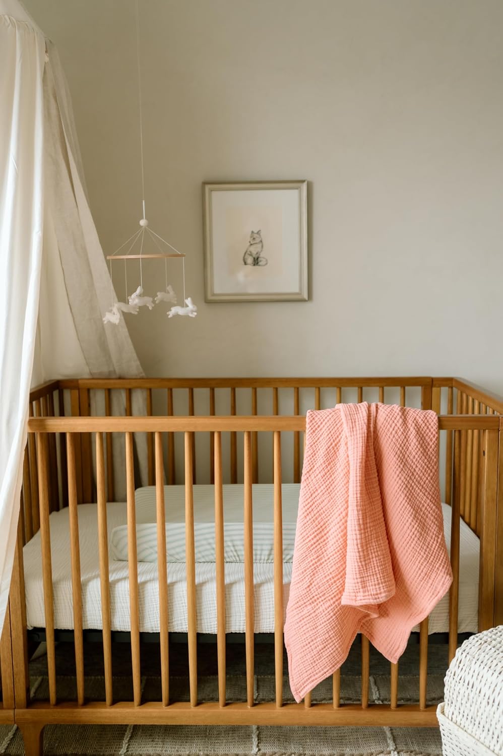 Oilo Changing Pad Cover, Breathable 100% Organic Cotton Fitted Jersey, 300 Thread Count, Machine Wash, Fits Standard Changing Pads (32" x 16"), Heirloom Organic Collection, Sea Moss Sage Green Stripe