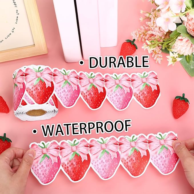 FYSUIMU 65.6 Ft Strawberry Bulletin Board Borders Summer Red Pink Bow