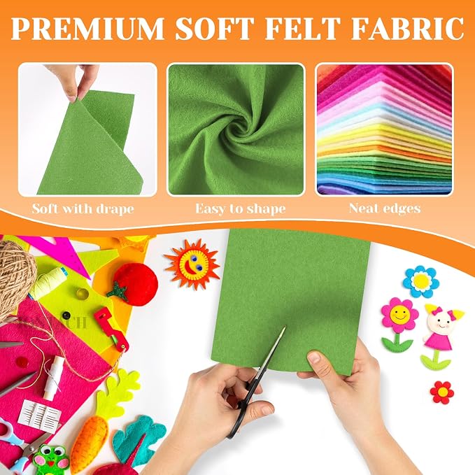 IONTACH 9" X 12" Felt Fabric Sheets 1.6mm Thick | Soft Felt