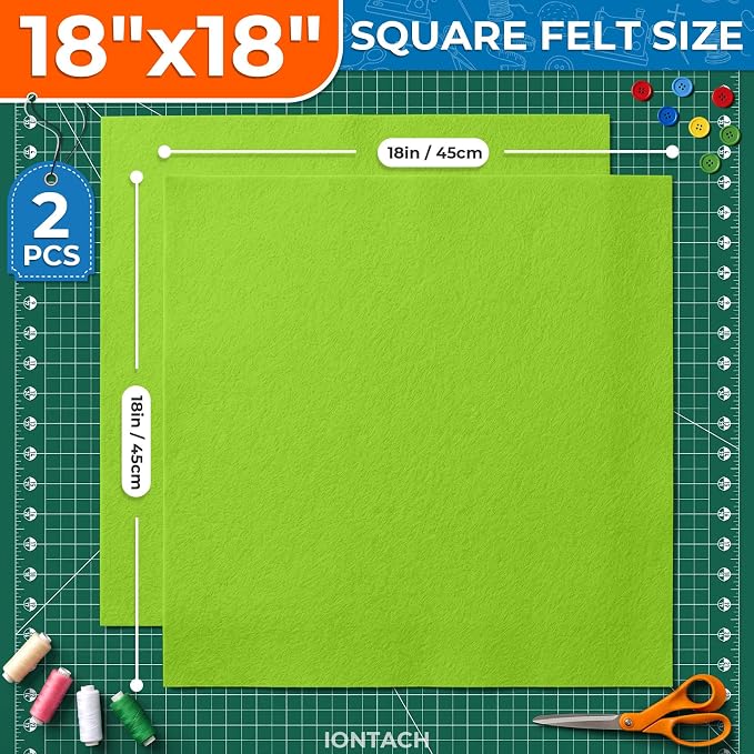 IONTACH 18" X 18" Soft Felt Sheets 1.6mm Thick | Acrylic Felt Fabric Sheets