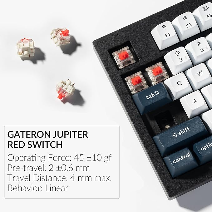 Keychron Q5 Max Wireless Custom Mechanical Keyboard, 2.4 GHz Bluetooth QMK Full Aluminum 96% Layout RGB with Hot-swappable Gateron Red Switch Compatible with Mac Windows Linux