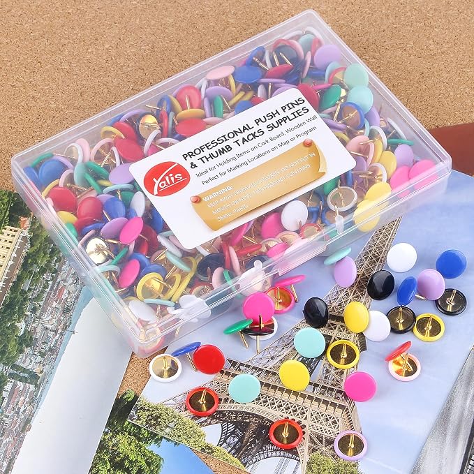 Thumb Tacks 400-count, Colors Plastic Roundness Push Pins Decorative Tacks