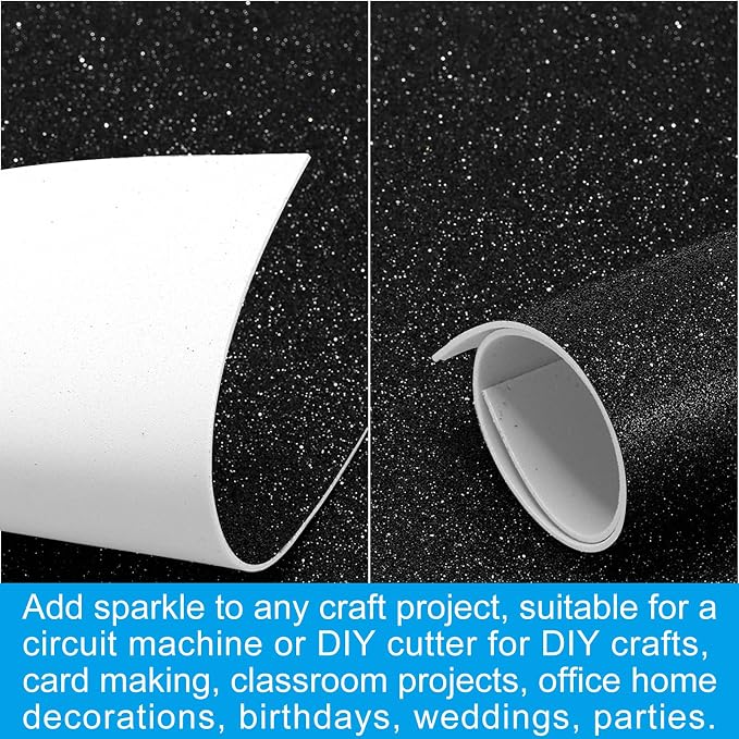 PATIKIL Black Shiny EVA Glitter Foam Sheet 11.8 x 7.9 Inch 2mm Thick