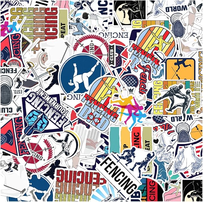 Fencing Sports Themed Stickers Pack Vinyl 50pcs