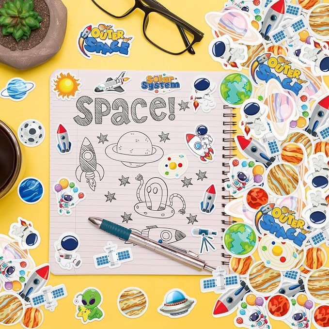 300Pcs Outer Space Foam Stickers, Funny Solar System Planet Sticker