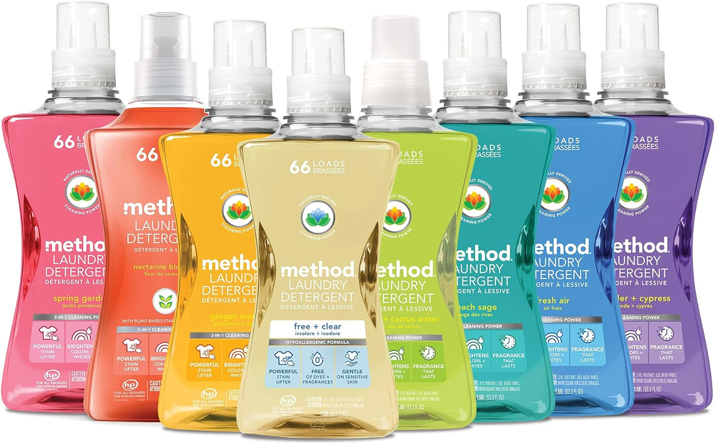 Method Liquid Laundry Detergent, Coconut + Cactus Water, 66 Loads Per Bottle, Stain Remover, 53.5 Fl Oz (Pack of 1)