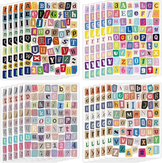 2760 PCS Letter Stickers for Scrapbooking, 40 Sheets Magazine Alphabet Stickers