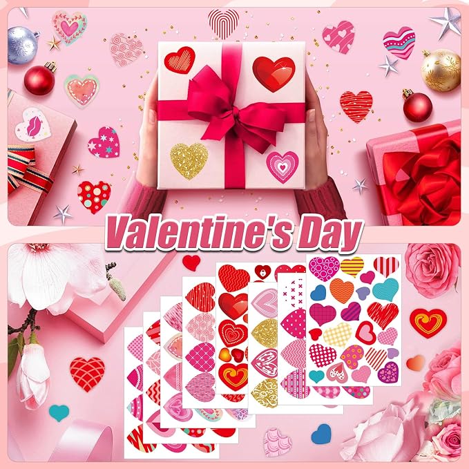 24 Sheets of Valentines Day Heart Stickers