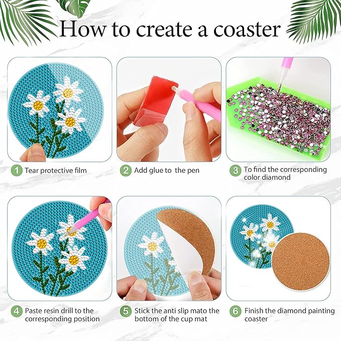 EWJRNSF 8 PCS Fall Diamond Art Coasters DIY Kit