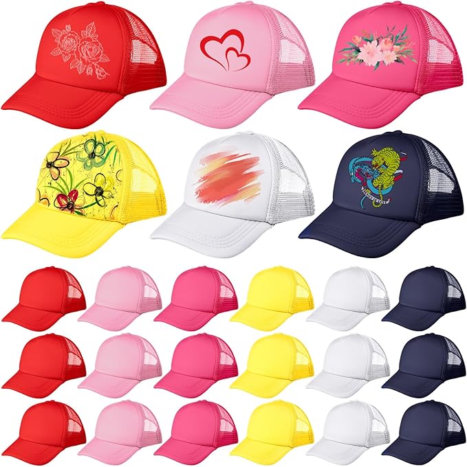 Vabean 24 Pack Sublimation Blank Cap Trucker Mesh Cap Unisex Plain Blank