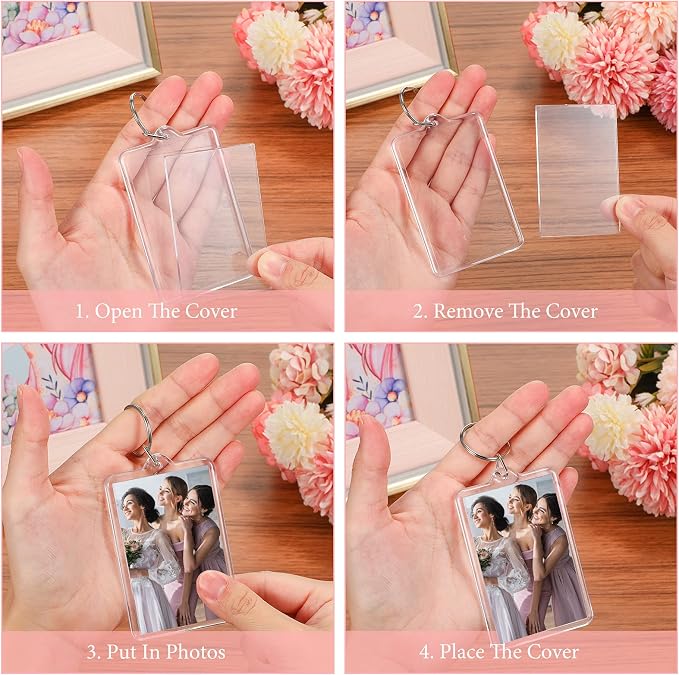 Yaomiao Acrylic Photo Frame Keychain Holder Photo Picture Insert Blank Keyring