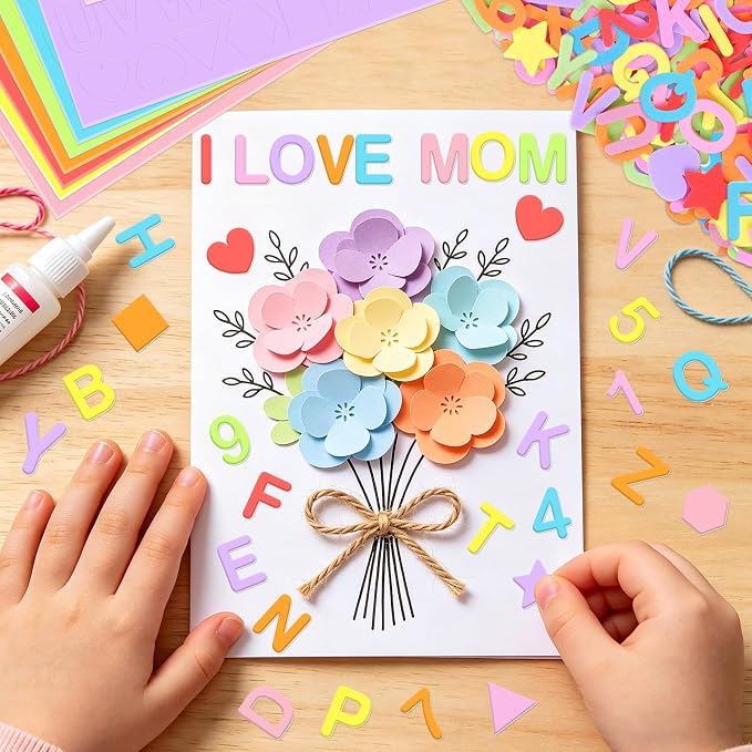 664 PCS Foam Letter Stickers, Foam Alphabet Number Shape Stickers, Self