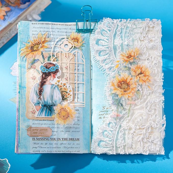 JOYCHOIC Scrapbook Stickers Set, Junk Journal Supplies, PET Transparent