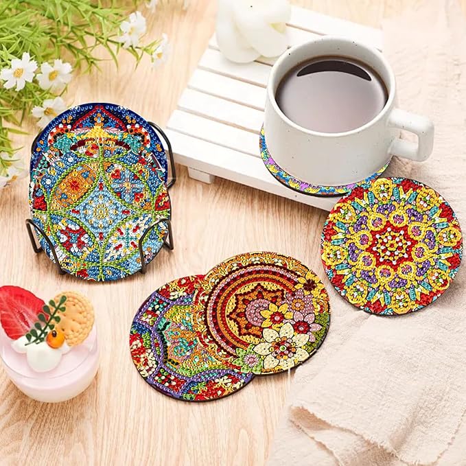 EWJRNSF 10 PCS Mandala Diamond Art Coasters Kit