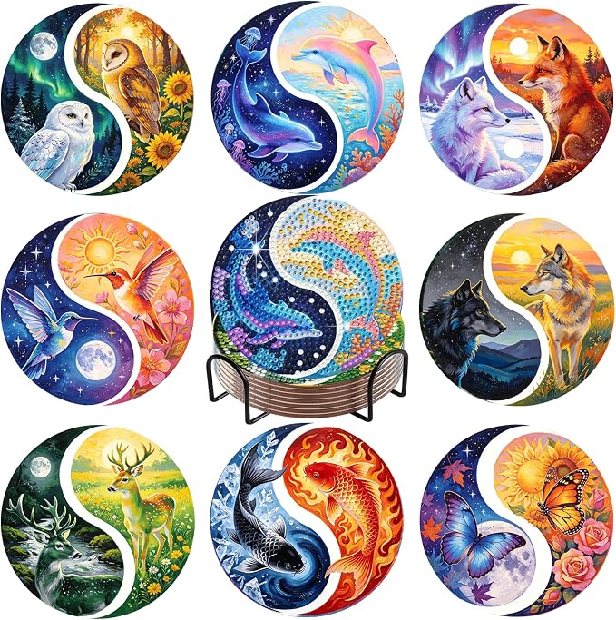 8-Pack Diamond Art Coaster Kit