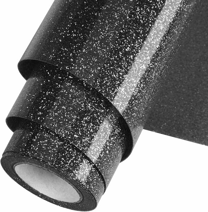 Black Glitter HTV Heat Transfer Vinyl Roll 12inch x 10 ft