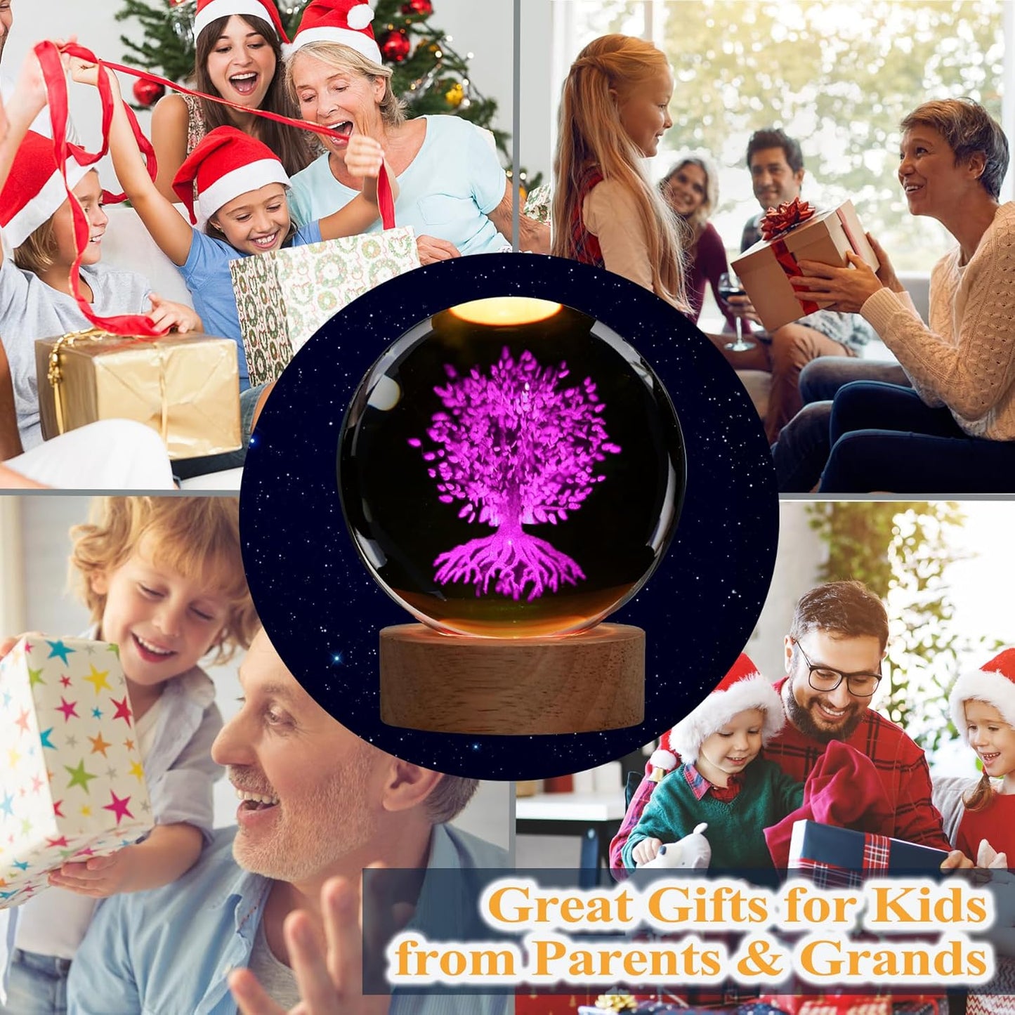 Tree of Life Crystal Night Light, Tree of Life Gifts, K9 3.15 Inch(80mm) Crystal Ball Night Light with 16 Colors Remote Upgraded Lamp for Birthday Xmas Plant Sphere for Room Decor Boys Girls