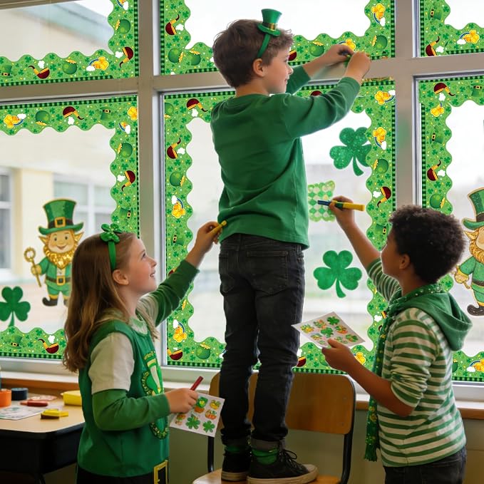 69 Feet St Patricks Day Bulletin Board Borders Lucky Shamrock Clover Rainbow