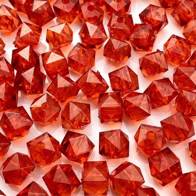 100pcs 12mm Acrylic Cube Faceted Beads Colorful Square Plastic Spacer Beads