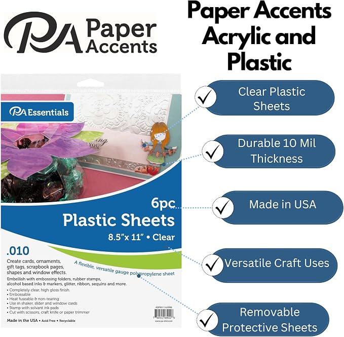 Accent Design Paper Accents Clear Plastic Sheets 8.5x11, .010" Thick,