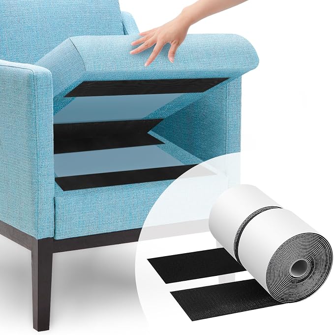 4.4''×16.5 Feet Black Heavy Duty Hook and Loop Tape Adhesive, Keep Couch