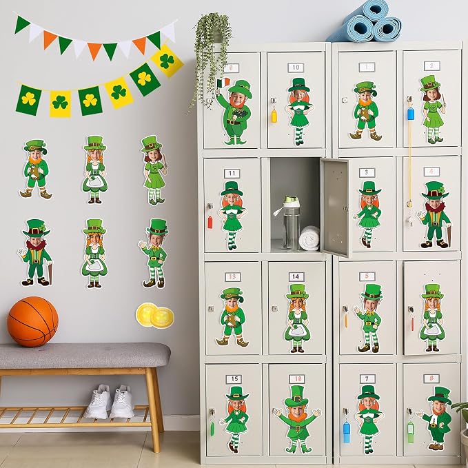 OBUSATT 60 Pcs St. Patrick's Day Leprechaun Theme Cutouts March Bulletin Board