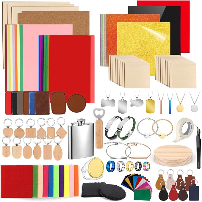 Adrattnay Laser Material Explore Kit, 29 Kinds Materials Includes Basswood