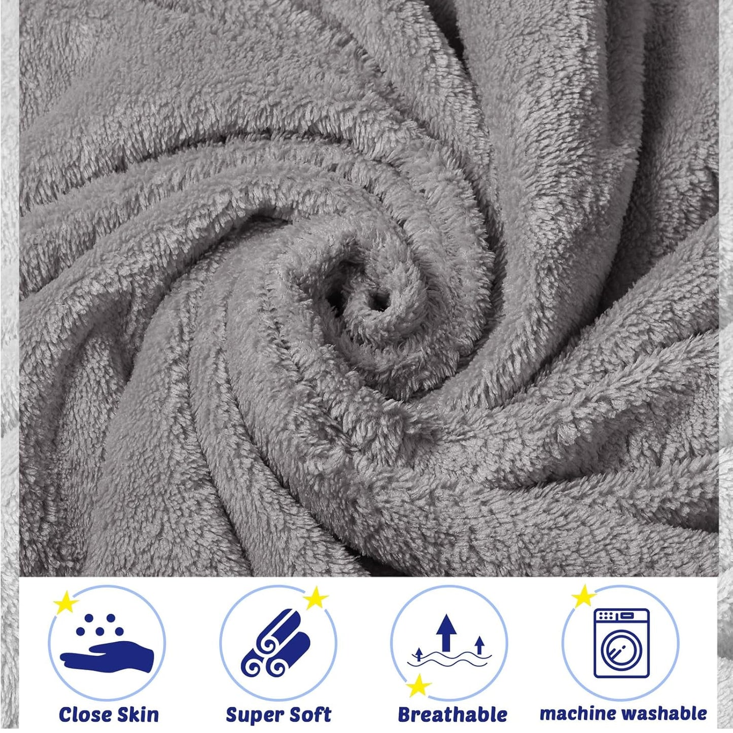 Reginary 4 Pack Baby Hooded Towels Coral Fleece Baby Bath Towels 30 x 30 Inch Soft Absorbent Hooded Bath Blanket for Newborn Toddler Infant Boy Girl Shower Gift Supplies (Gray, Blue)