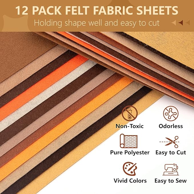12 Rolls 8"x35" Large Stiff Felt Sheets, 1mm Felt Fabric Sheet