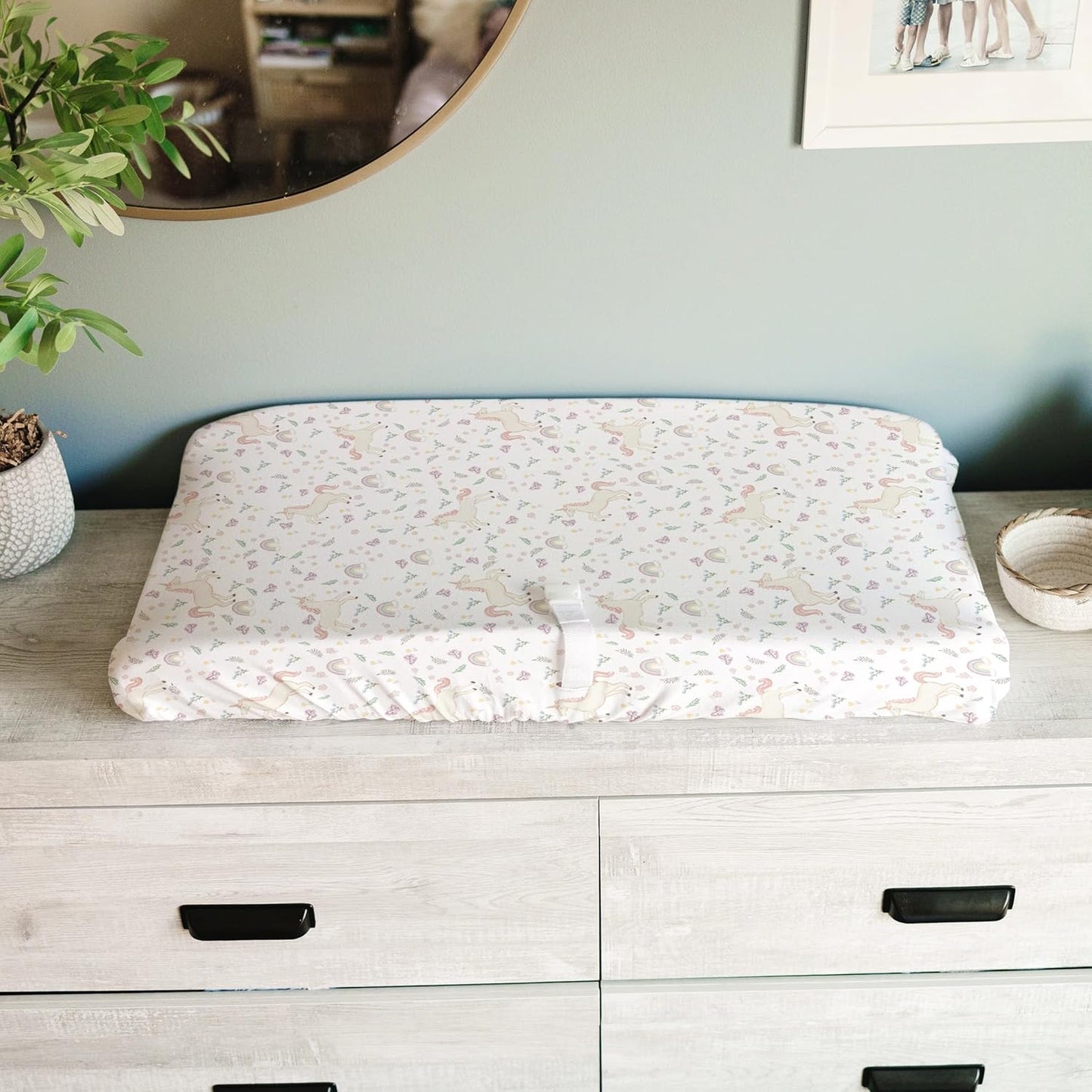 Baby Changing Pad Cover 2-Pack for Boys, Girls (Unicorn Blossom) - Premium Fitted Sheets Baby Diaper Changing Table Cover - Buttery Soft Cotton Blend