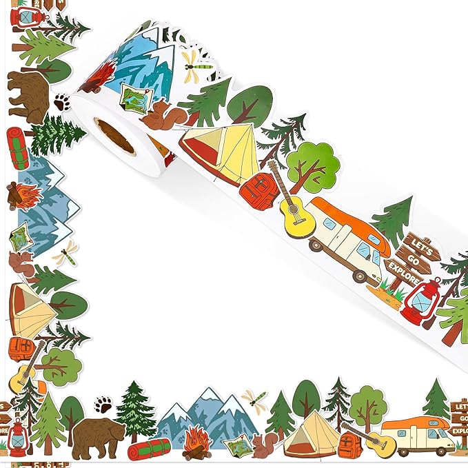 FYSUIMU 65.6 Ft Camping Hiking Bulletin Board Border Back to School Tent Fire