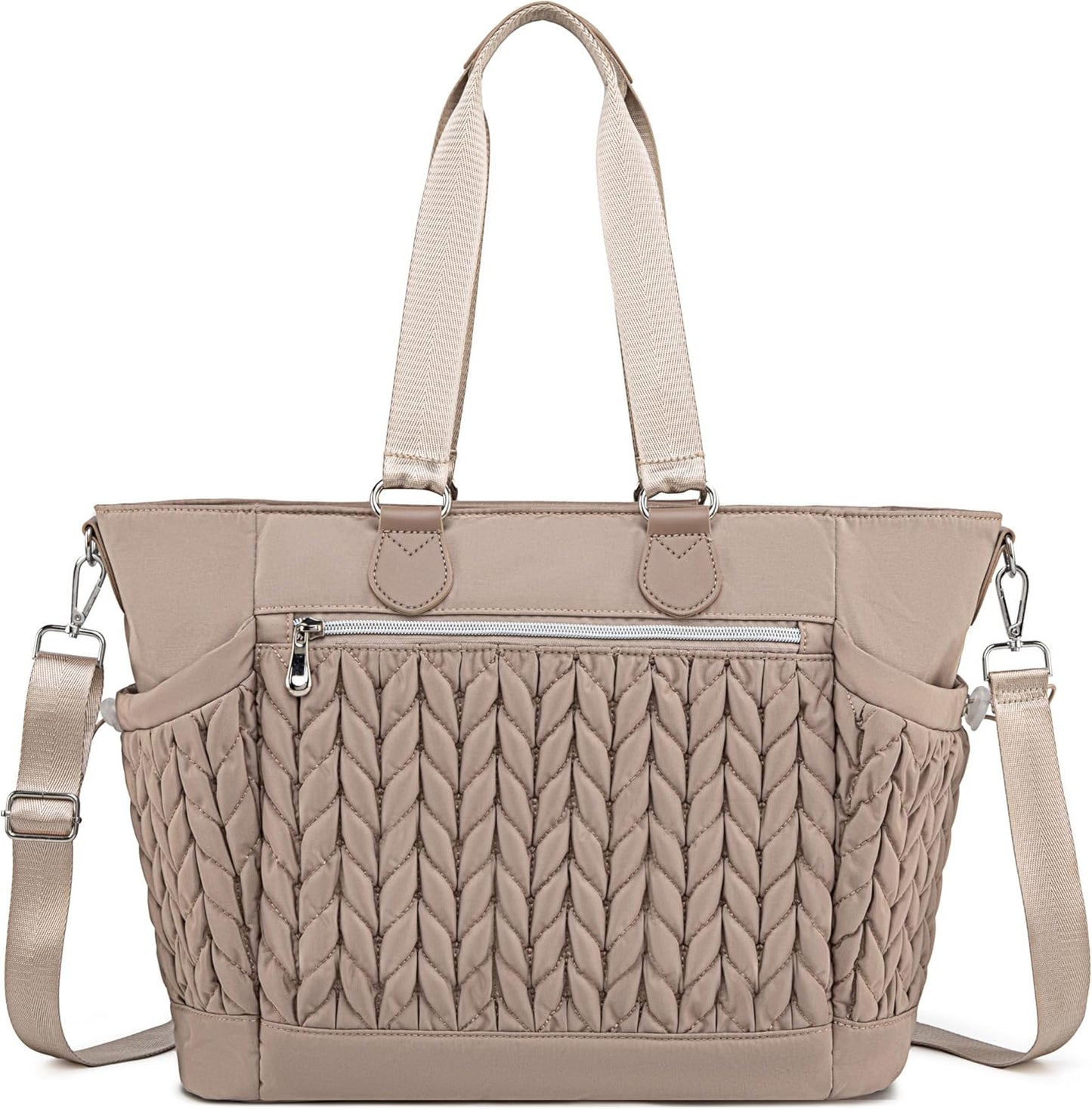 Diaper Bag Tote, Large Tote Baby Diaper Bag with 15.6" Laptop Compartment and Insulated Pockets, Crossbody Hospital Bags